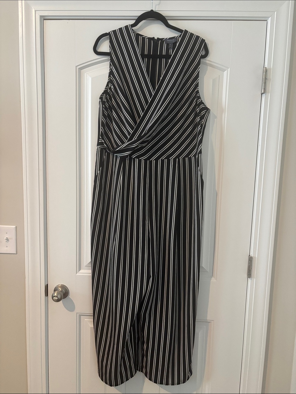 Madison Black and White Striped Sleeveless Jumpsuit
